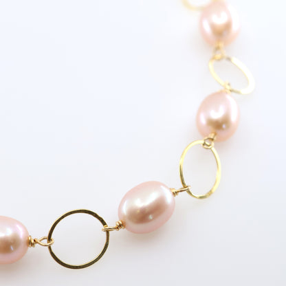 Large Pink Rice Pearl Necklace