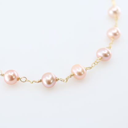 7 Drop Pink Freshwater Pearl Necklace