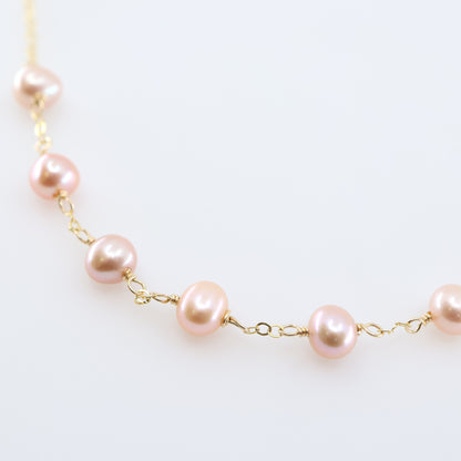 7 Drop Pink Freshwater Pearl Necklace