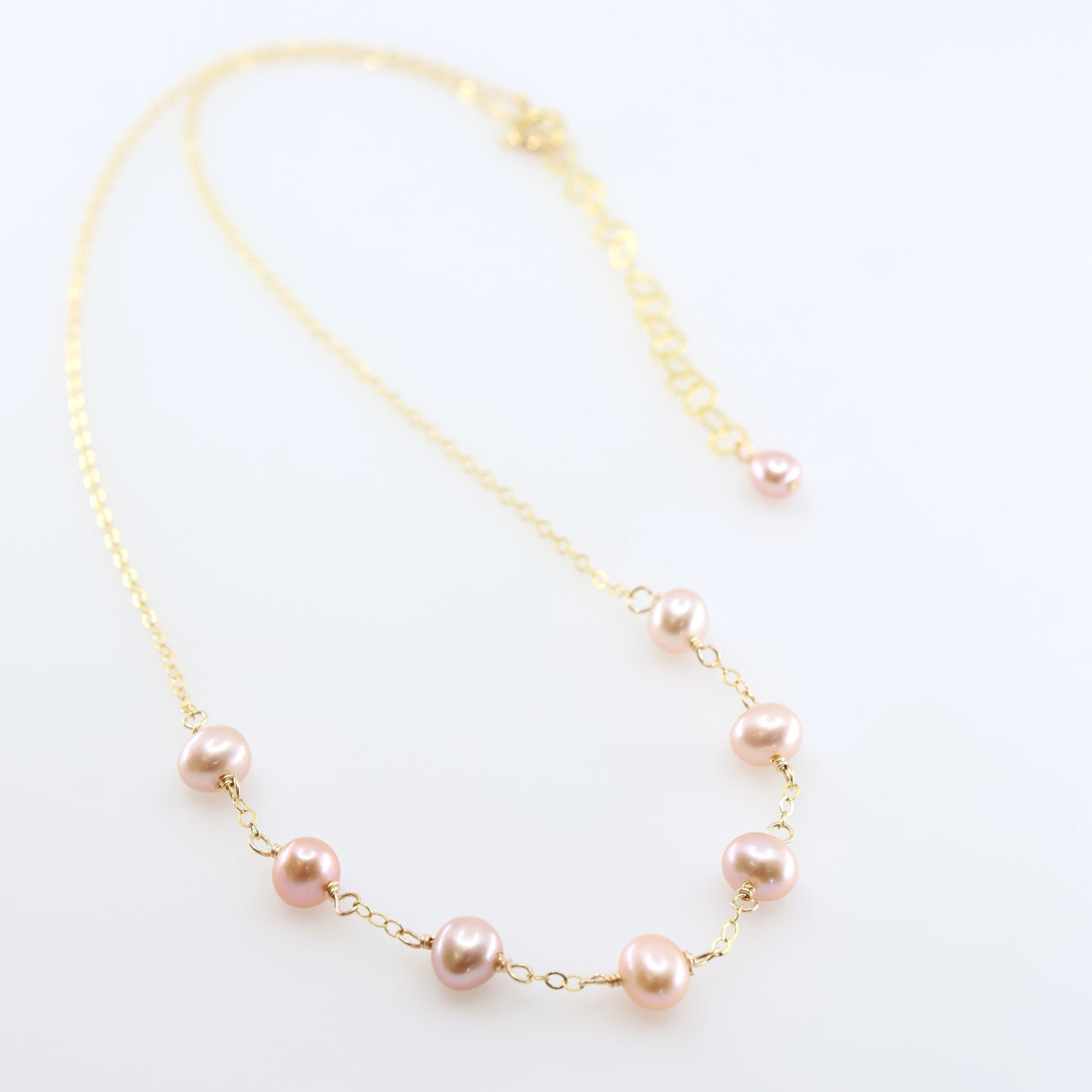 7 Drop Pink Freshwater Pearl Necklace