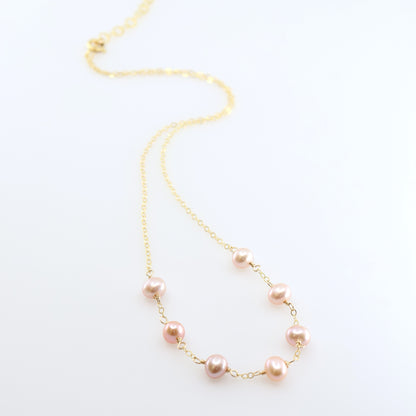 7 Drop Pink Freshwater Pearl Necklace