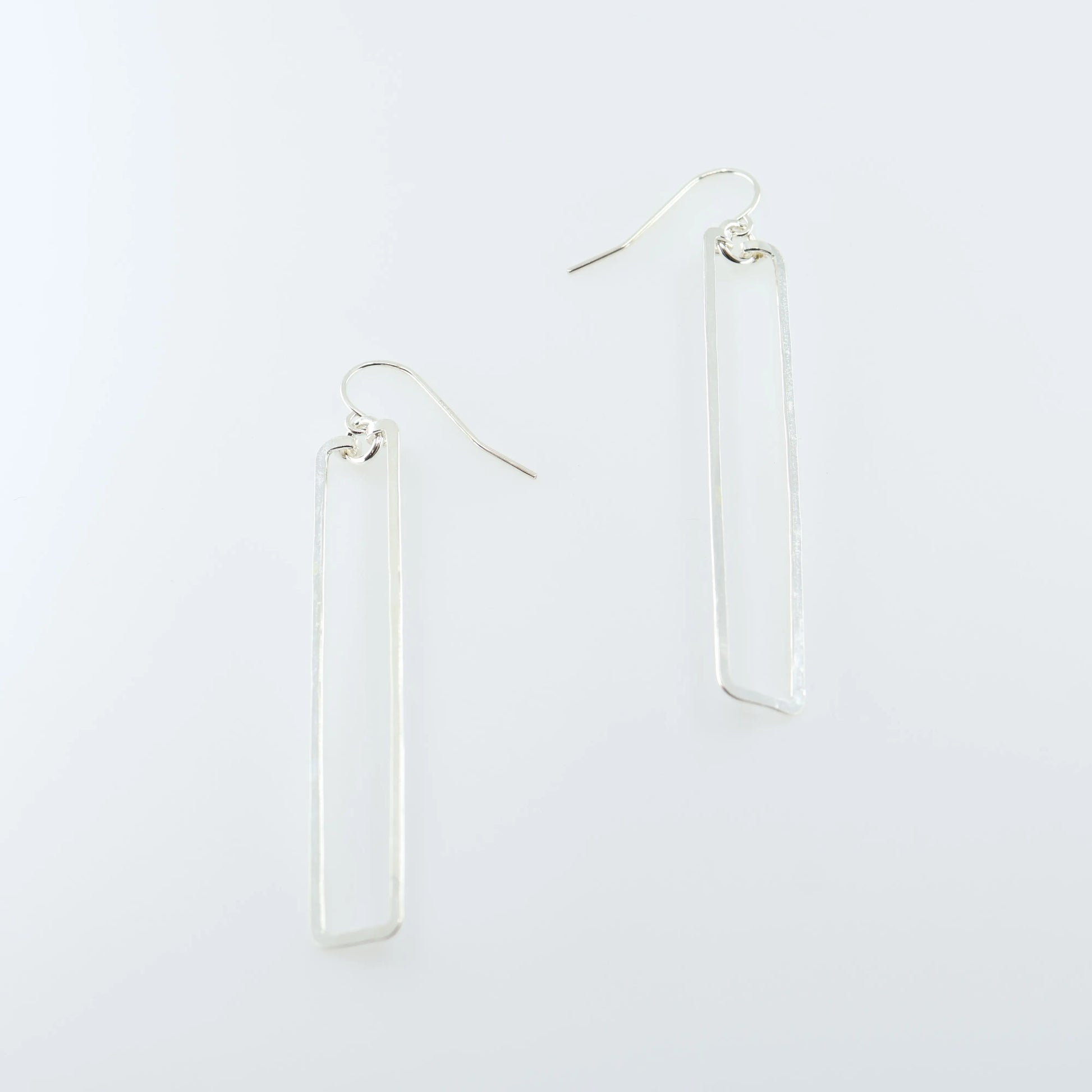 Forged Rectangle Earrings with Crystal Center J. Mills Studio