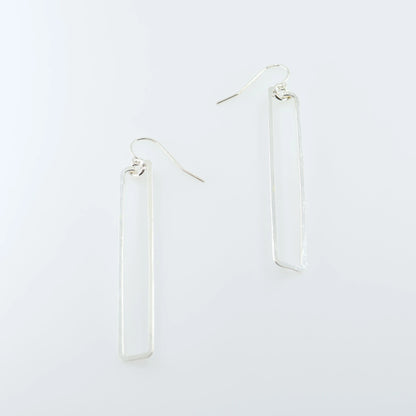 Forged Rectangle Earrings with Crystal Center J. Mills Studio