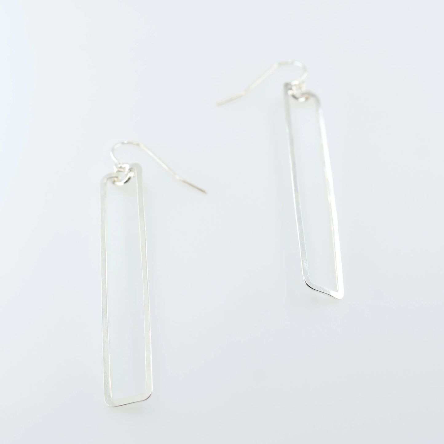 Forged Rectangle Earrings with Crystal Center J. Mills Studio