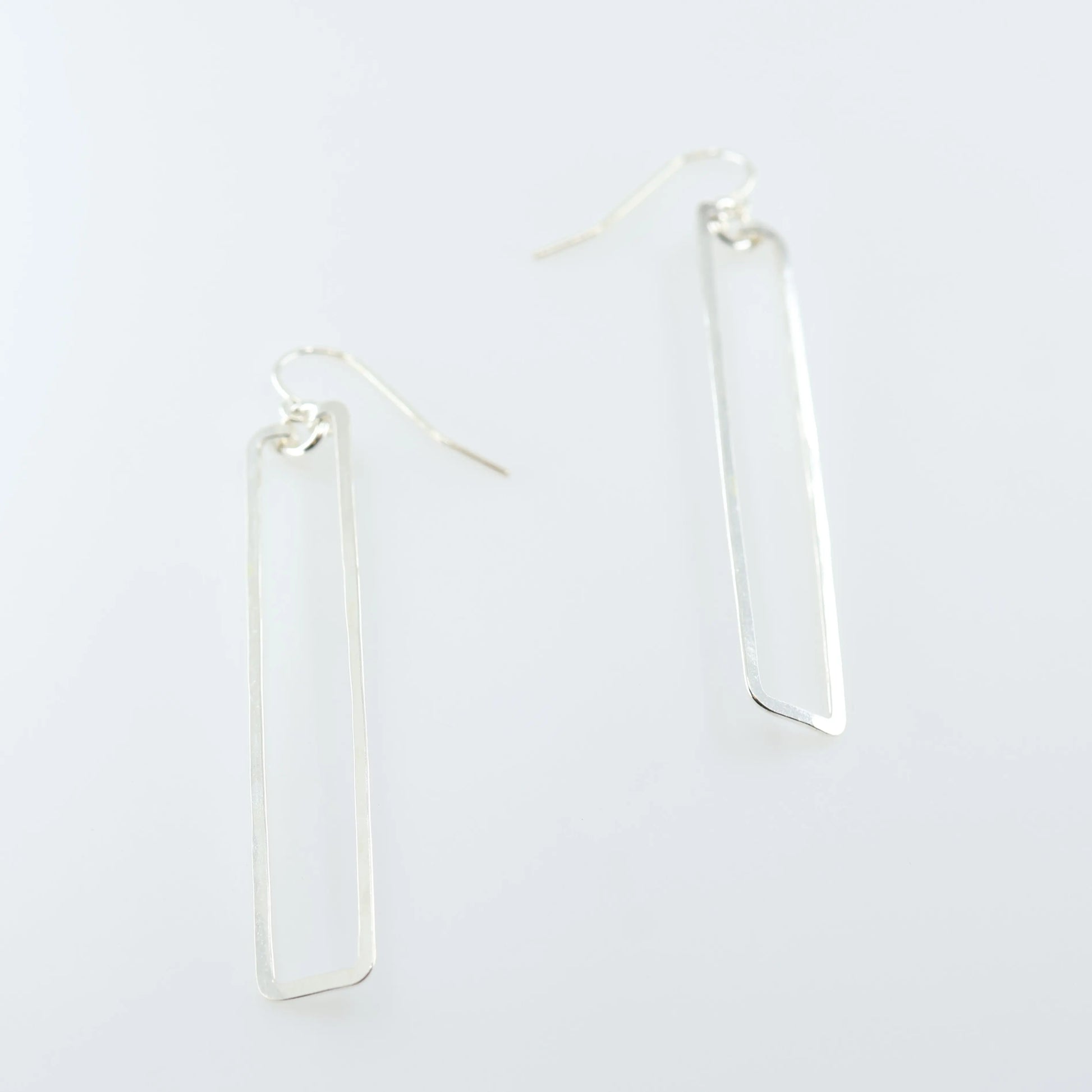 Forged Rectangle Earrings with Crystal Center J. Mills Studio