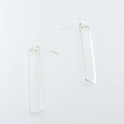 Forged Rectangle Earrings with Crystal Center J. Mills Studio