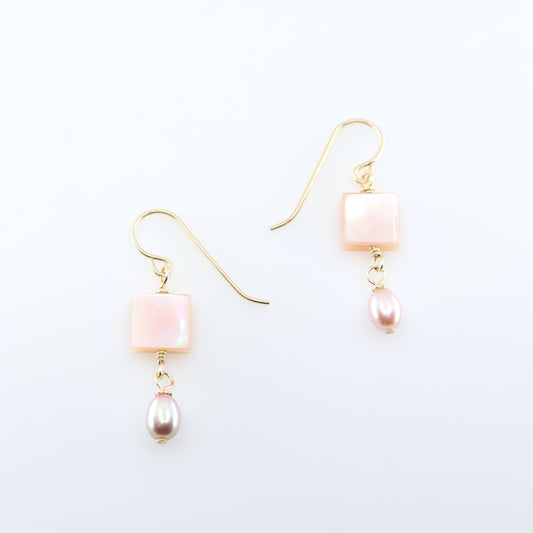 Pink Mother of Pearl & Pink Pearl Earrings