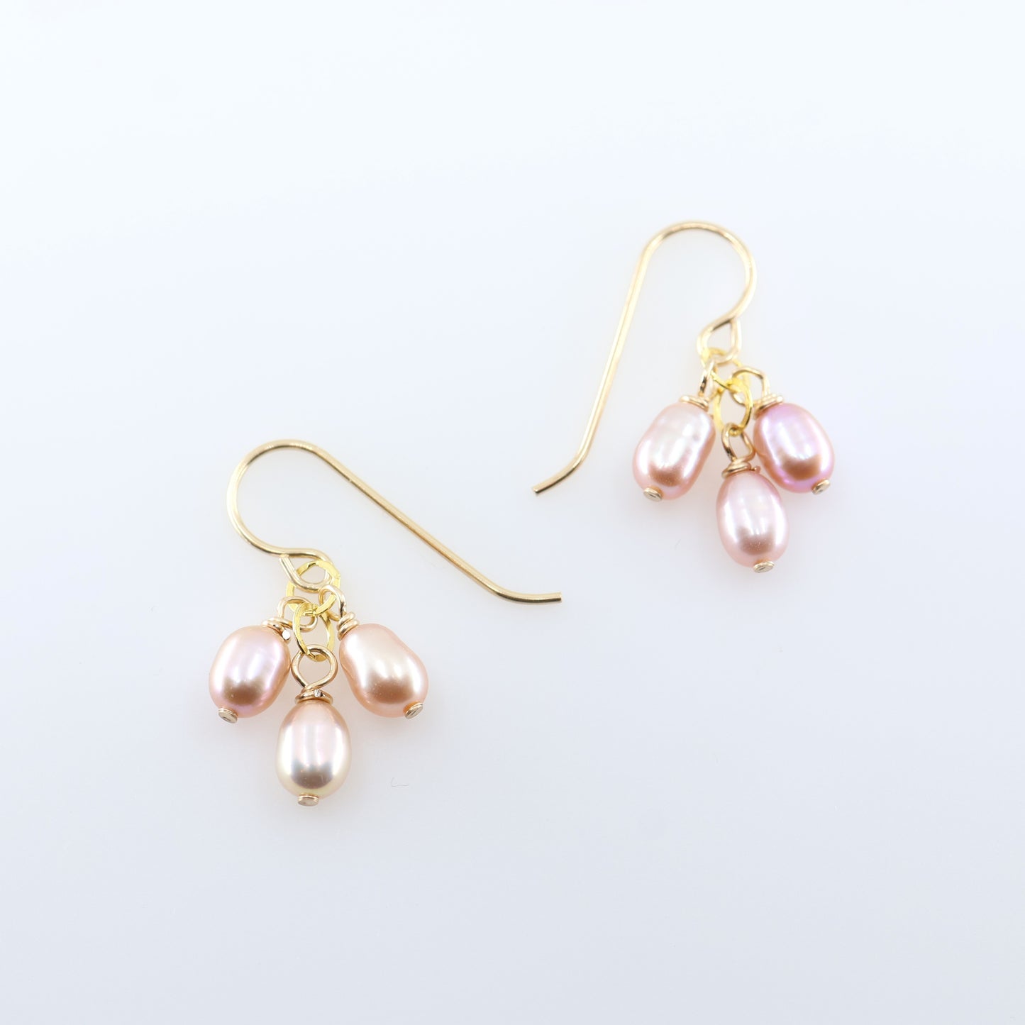 Tiny Pink Pearl Cluster Earrings