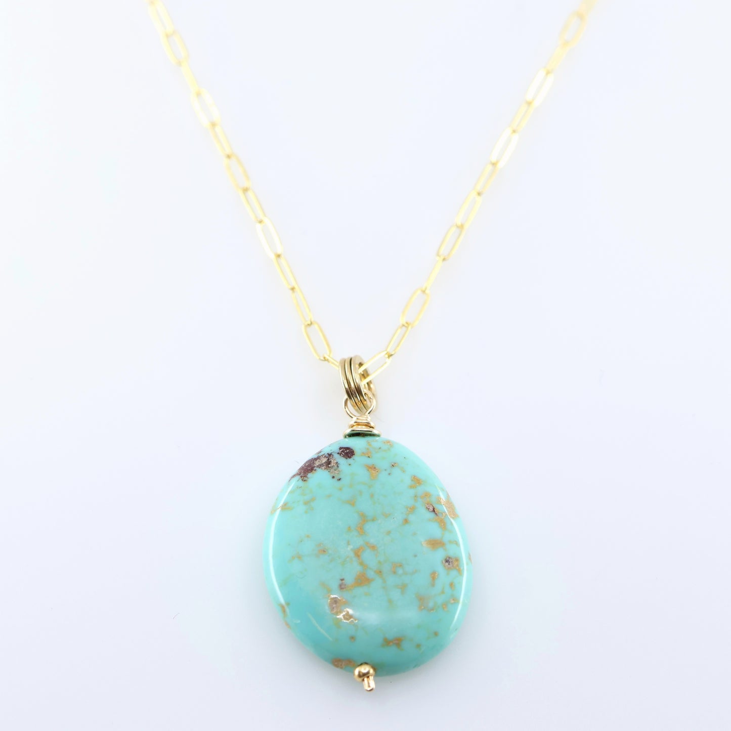 Kingman Turquoise Necklace on Paperclip Chain