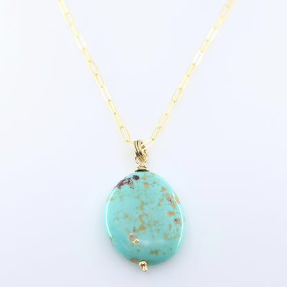 Kingman Turquoise Necklace on Paperclip Chain