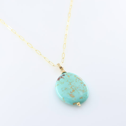 Kingman Turquoise Necklace on Paperclip Chain