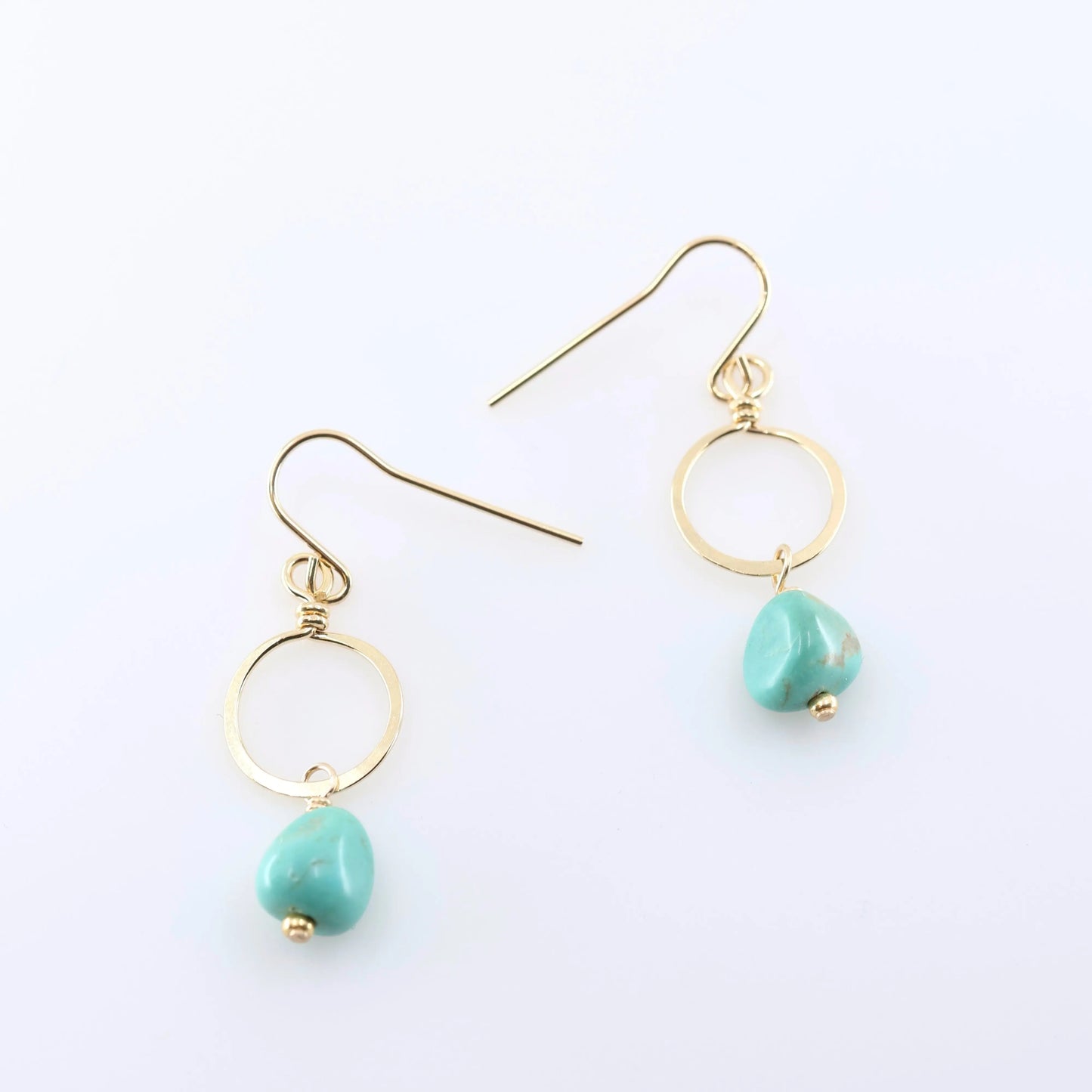 Forged Tiny Circle Earrings with Kingman Turquoise Drop J.Mills Studio