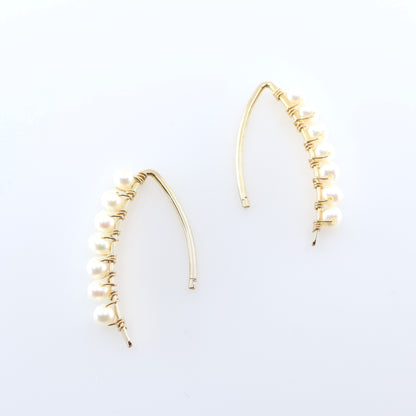 Curved Bar Drop Threader Earrings, 3 stone options