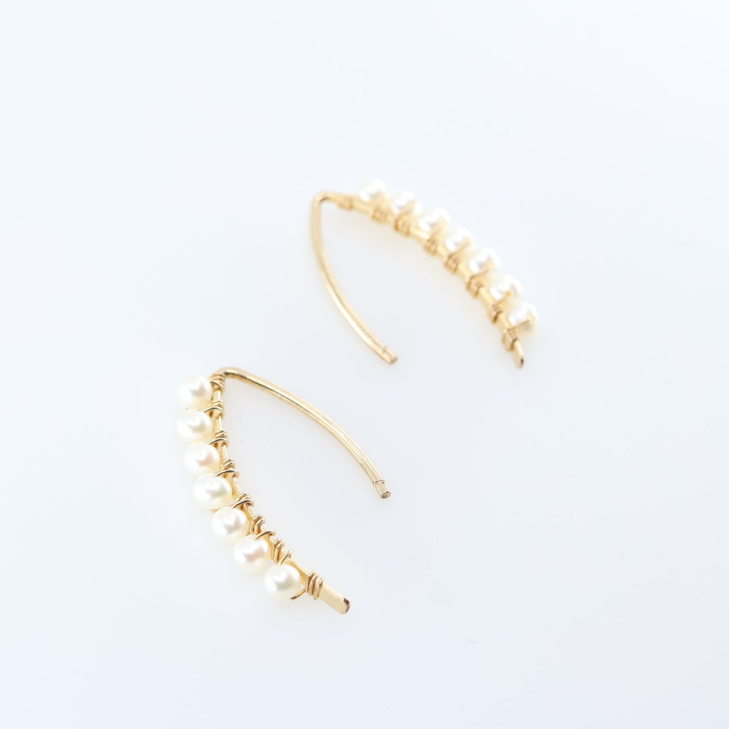 Curved Bar Drop Threader Earrings, 3 stone options