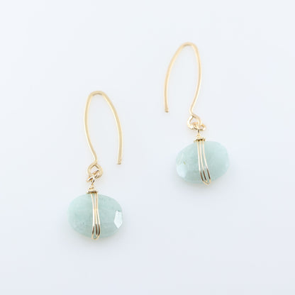 Milky Aquamarine Cushion Cut Gemstones on Forged Ear Wires