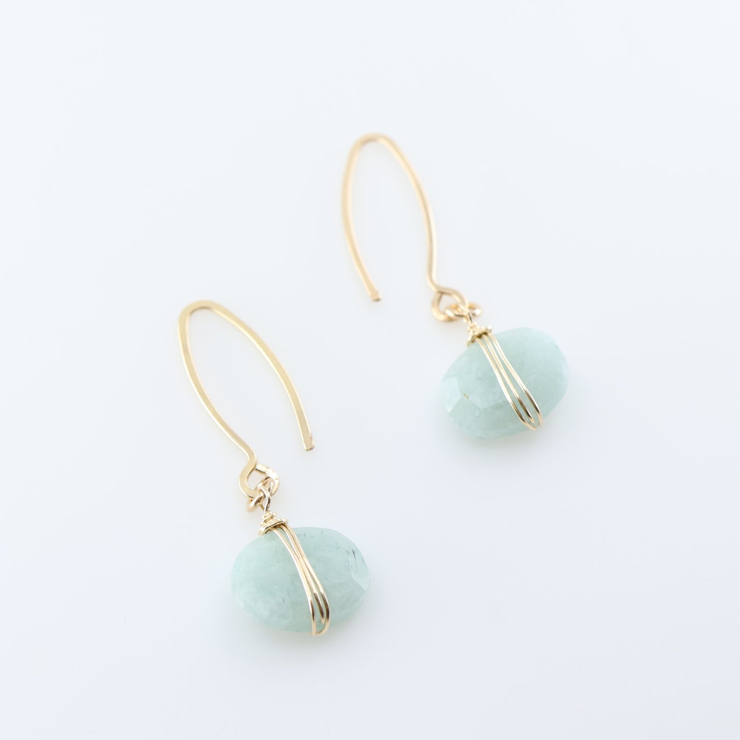 Milky Aquamarine Cushion Cut Gemstones on Forged Ear Wires