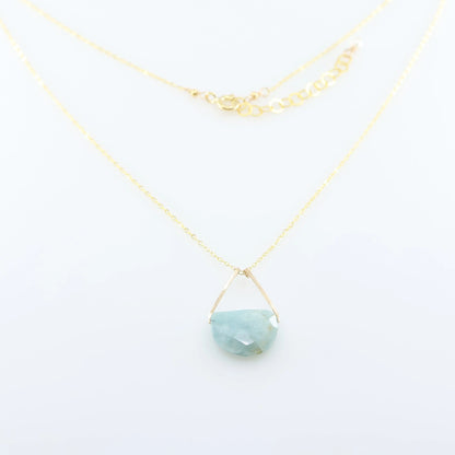 Forged Triangle Bail Necklace with Half-Moon Cut Gemstone, 8 Stone Options J. Mills Studio