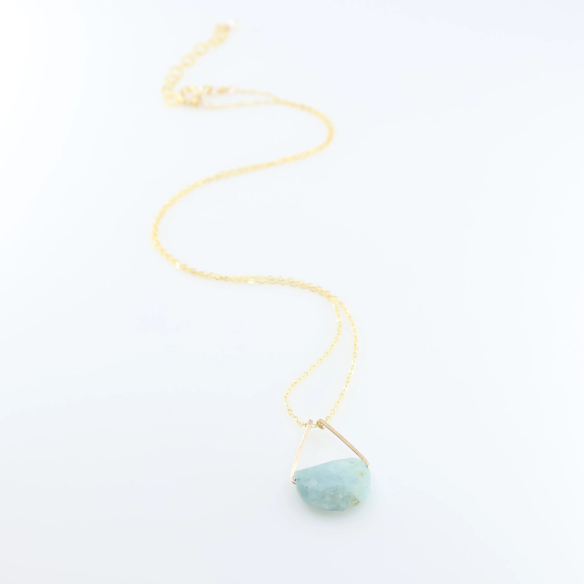 Forged Triangle Bail Necklace with Half-Moon Cut Gemstone, 8 Stone Options J. Mills Studio