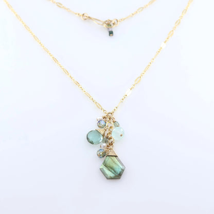 Faceted Labradorite Gemstone Cluster Necklace J.Mills Studio