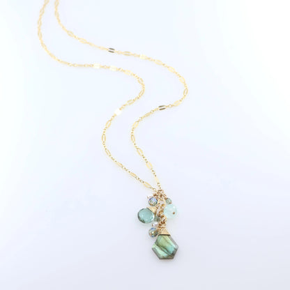 Faceted Labradorite Gemstone Cluster Necklace J.Mills Studio