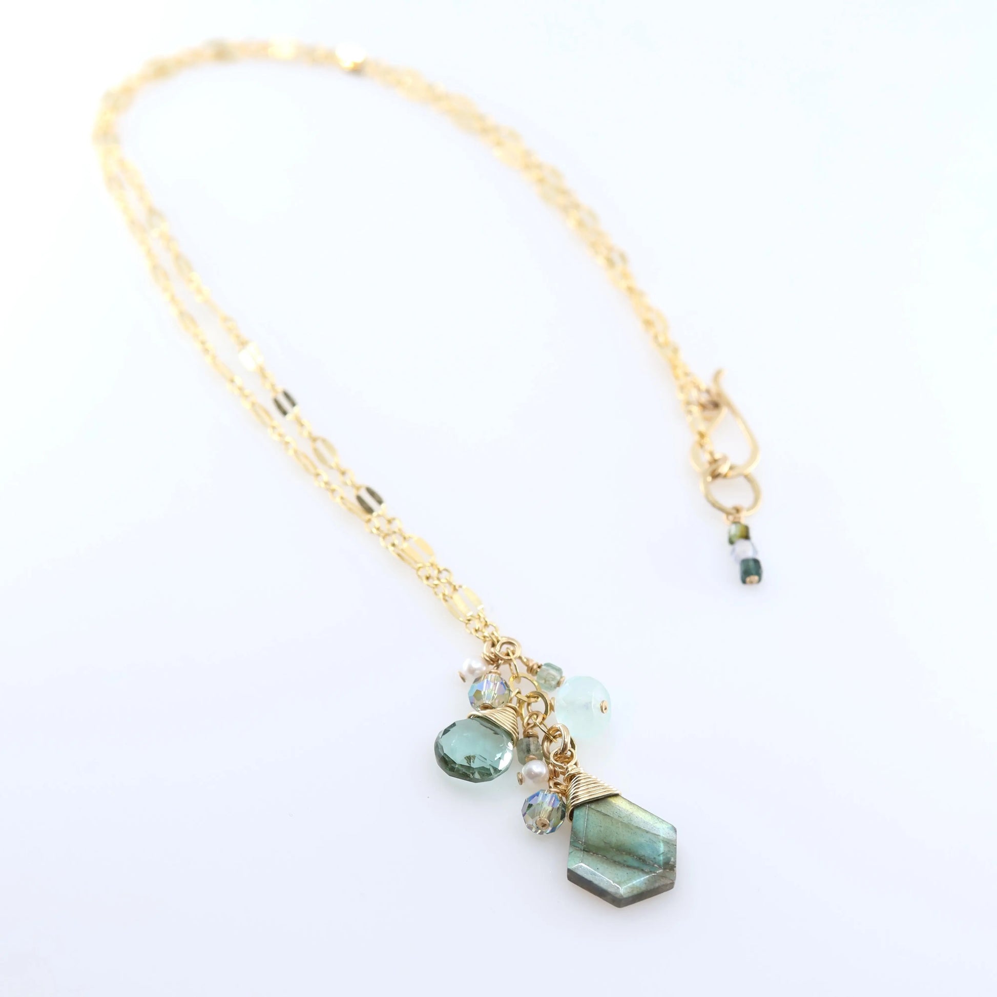 Faceted Labradorite Gemstone Cluster Necklace J.Mills Studio