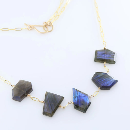 5 Drop Faceted Labradorite Necklace J.Mills Studio