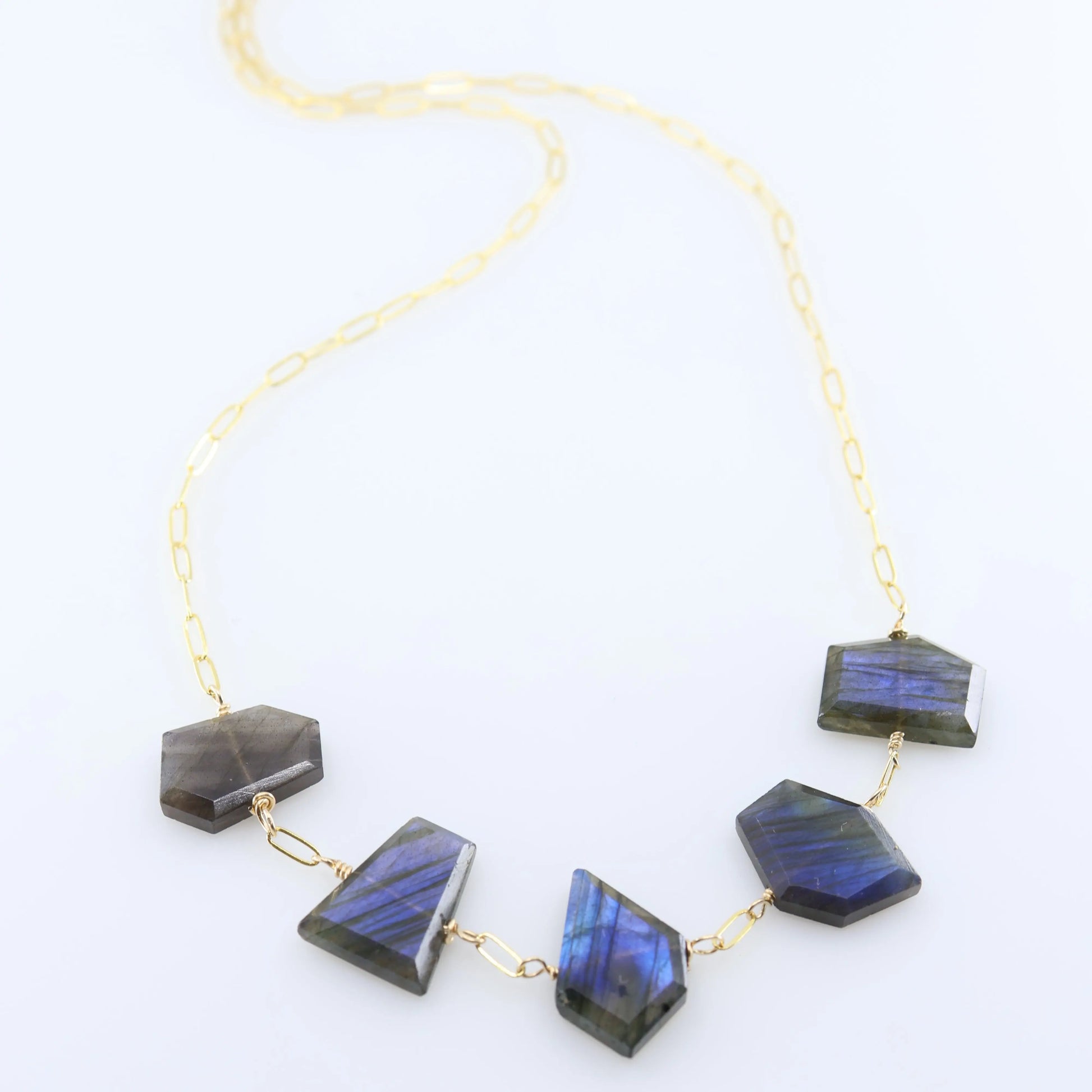 5 Drop Faceted Labradorite Necklace J.Mills Studio