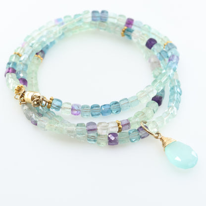 Rainbow Fluorite Wrap Bracelet or Necklace