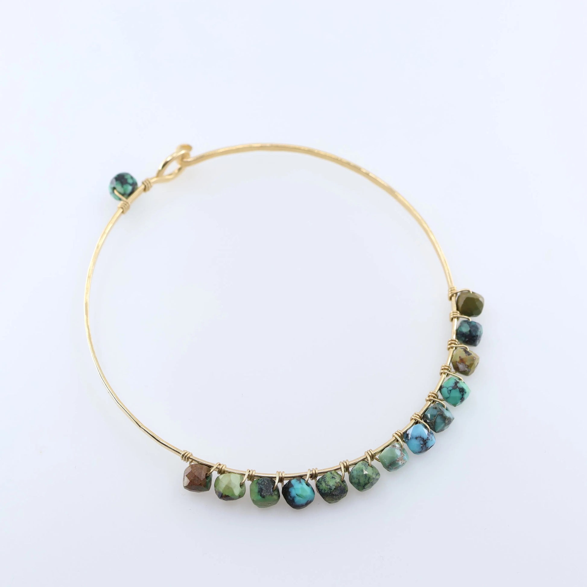 Forged Bangle with Green Turquoise J.Mills Studio