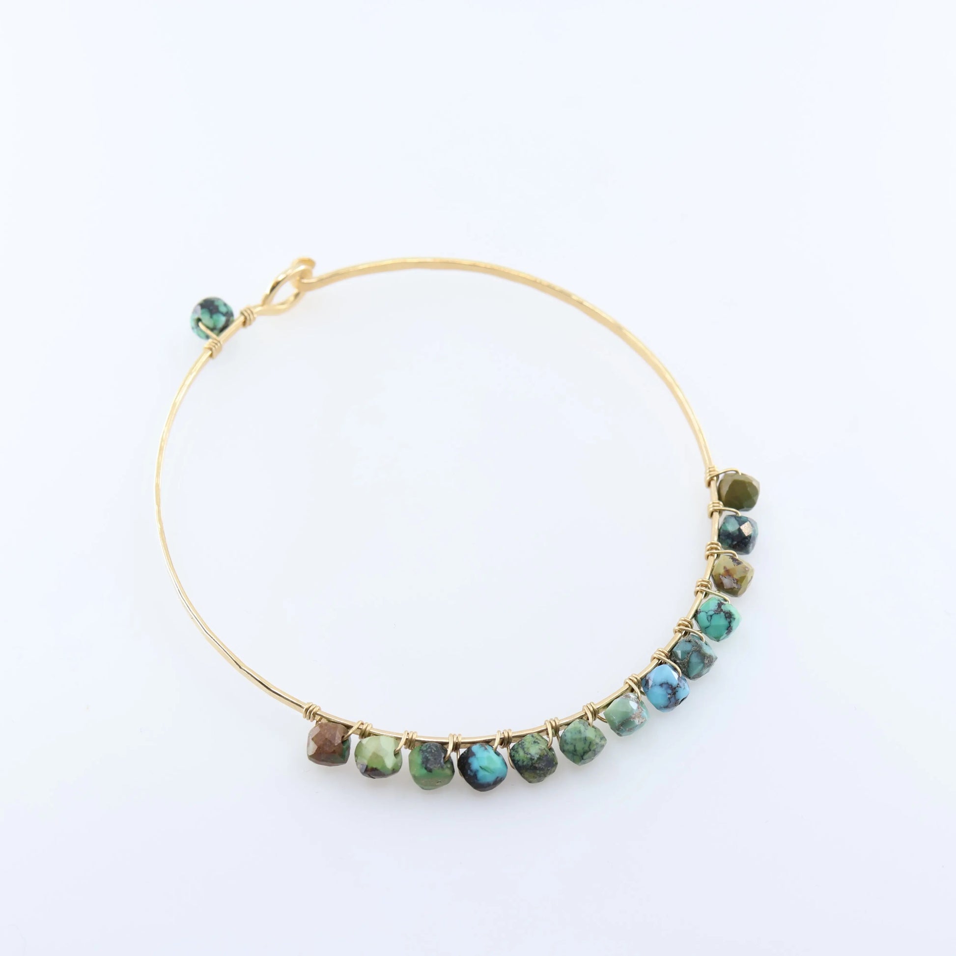 Forged Bangle with Green Turquoise J.Mills Studio