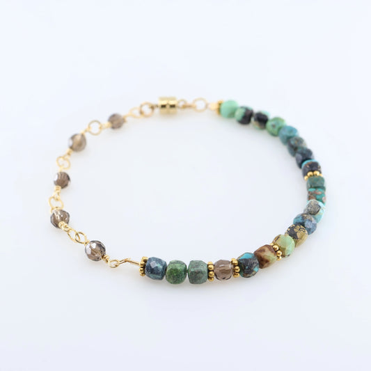 Green Turquoise and Smoky Quartz Bracelet J.Mills Studio