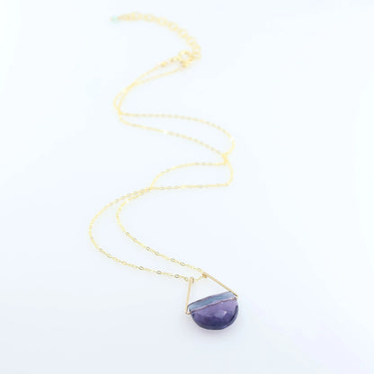 Forged Triangle Bail Necklace with Half-Moon Cut Gemstone, 5 Stone Options J. Mills Studio