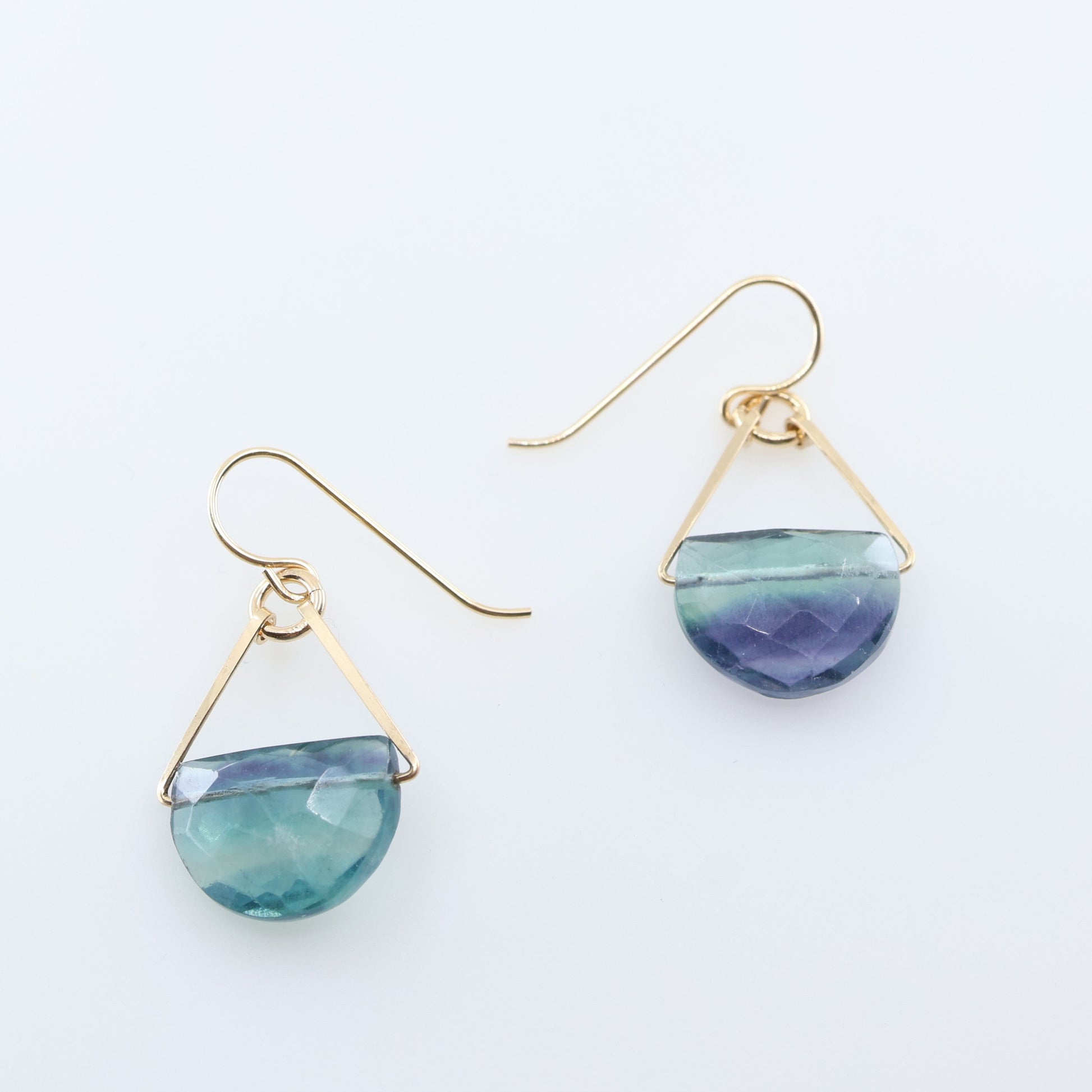 Forged Earrings with Half Moon Cut Gemstone, 5 Stone Options J.Mills Studio