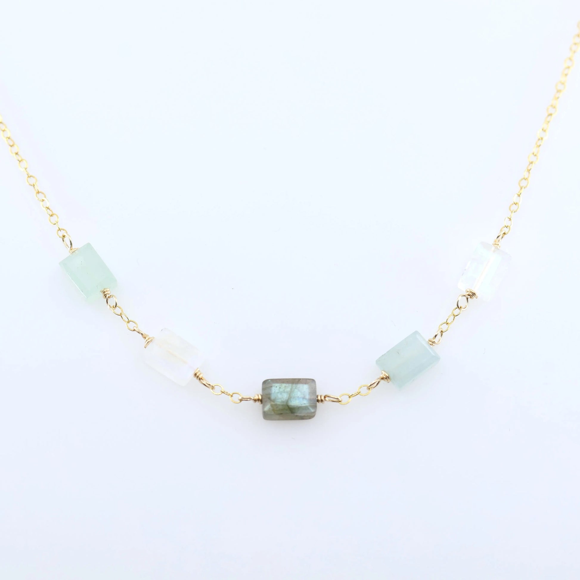 5 Drop Rectangle Mixed Gemstone Necklace J.Mills Studio