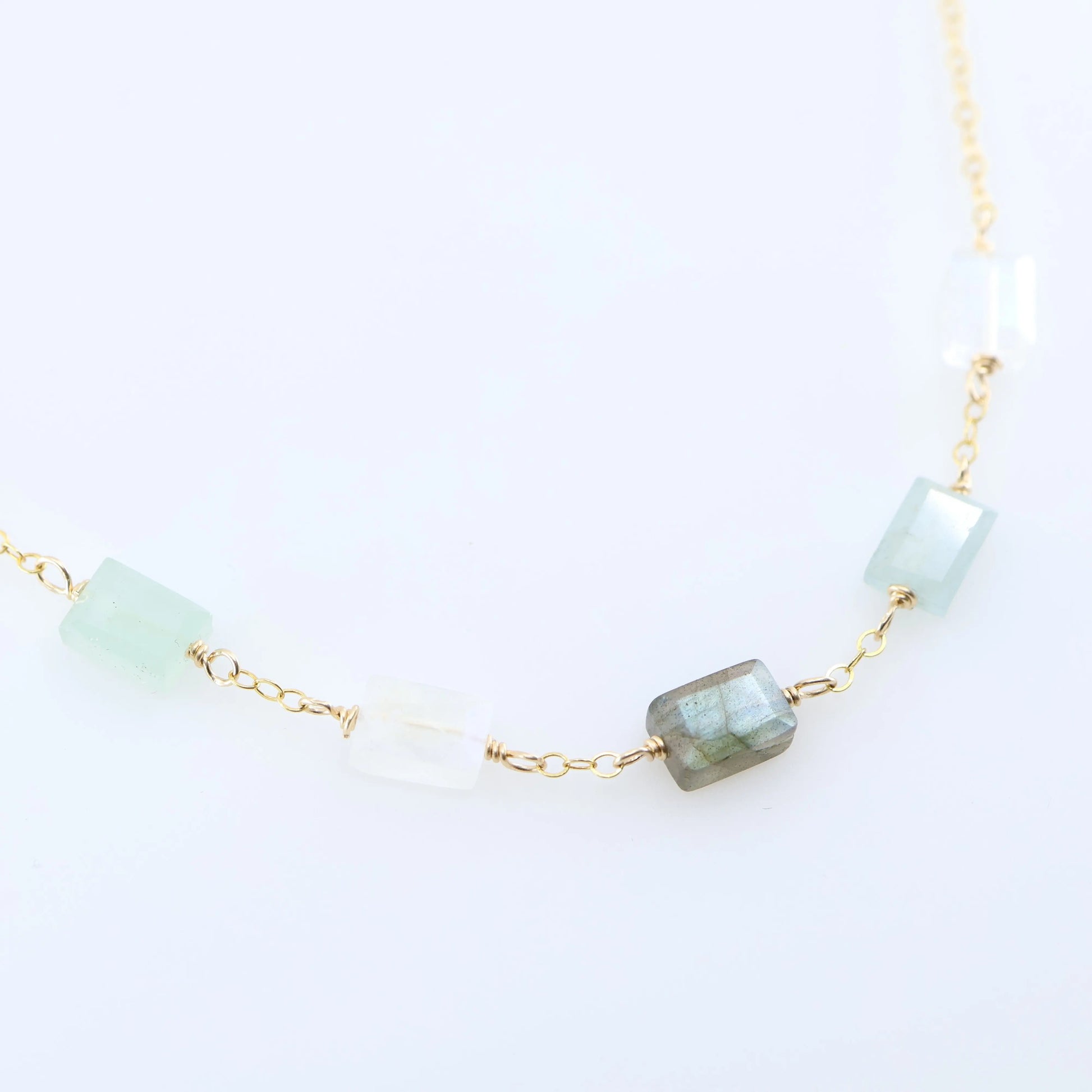 5 Drop Rectangle Mixed Gemstone Necklace J.Mills Studio