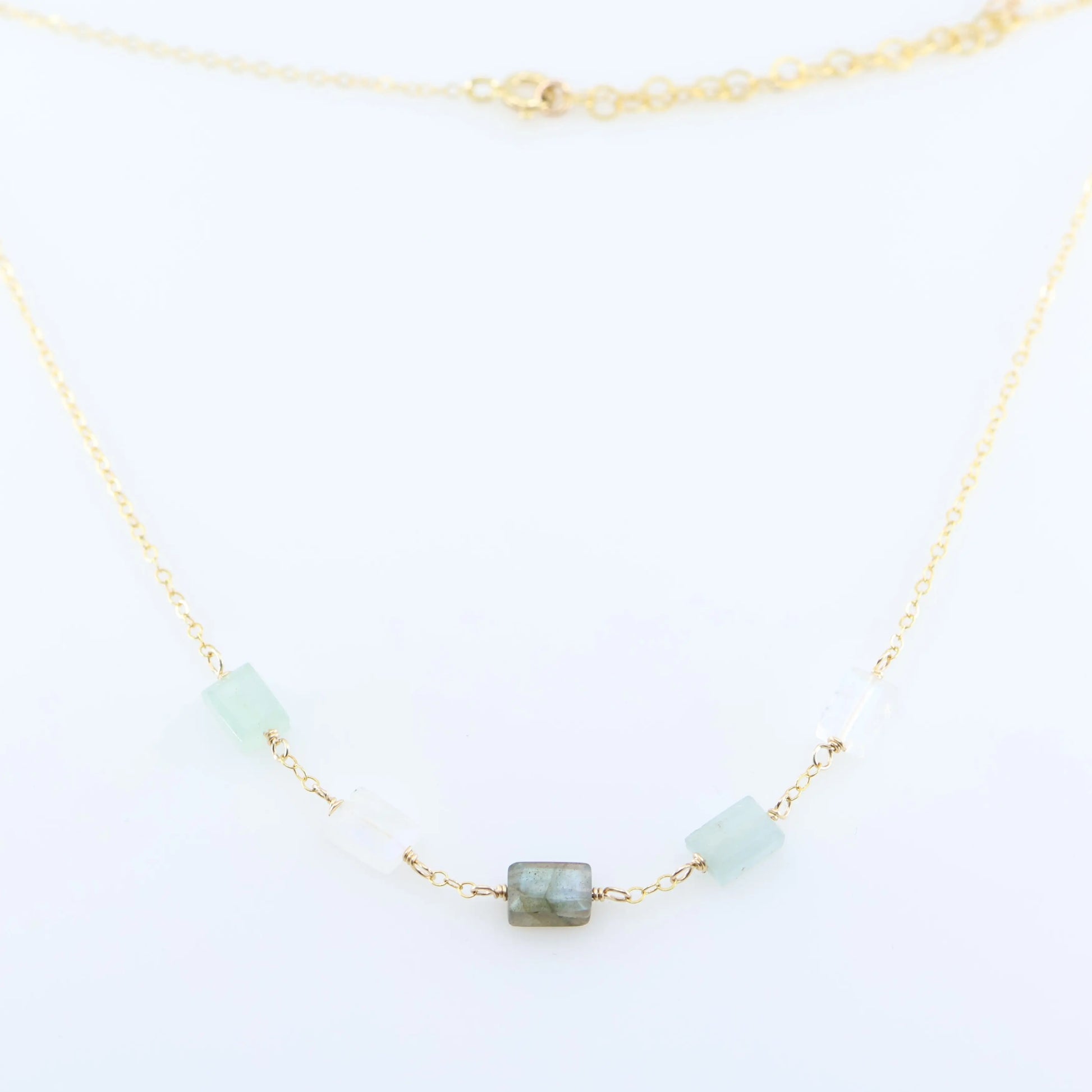 5 Drop Rectangle Mixed Gemstone Necklace J.Mills Studio