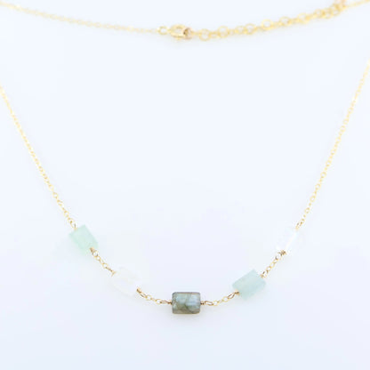 5 Drop Rectangle Mixed Gemstone Necklace J.Mills Studio
