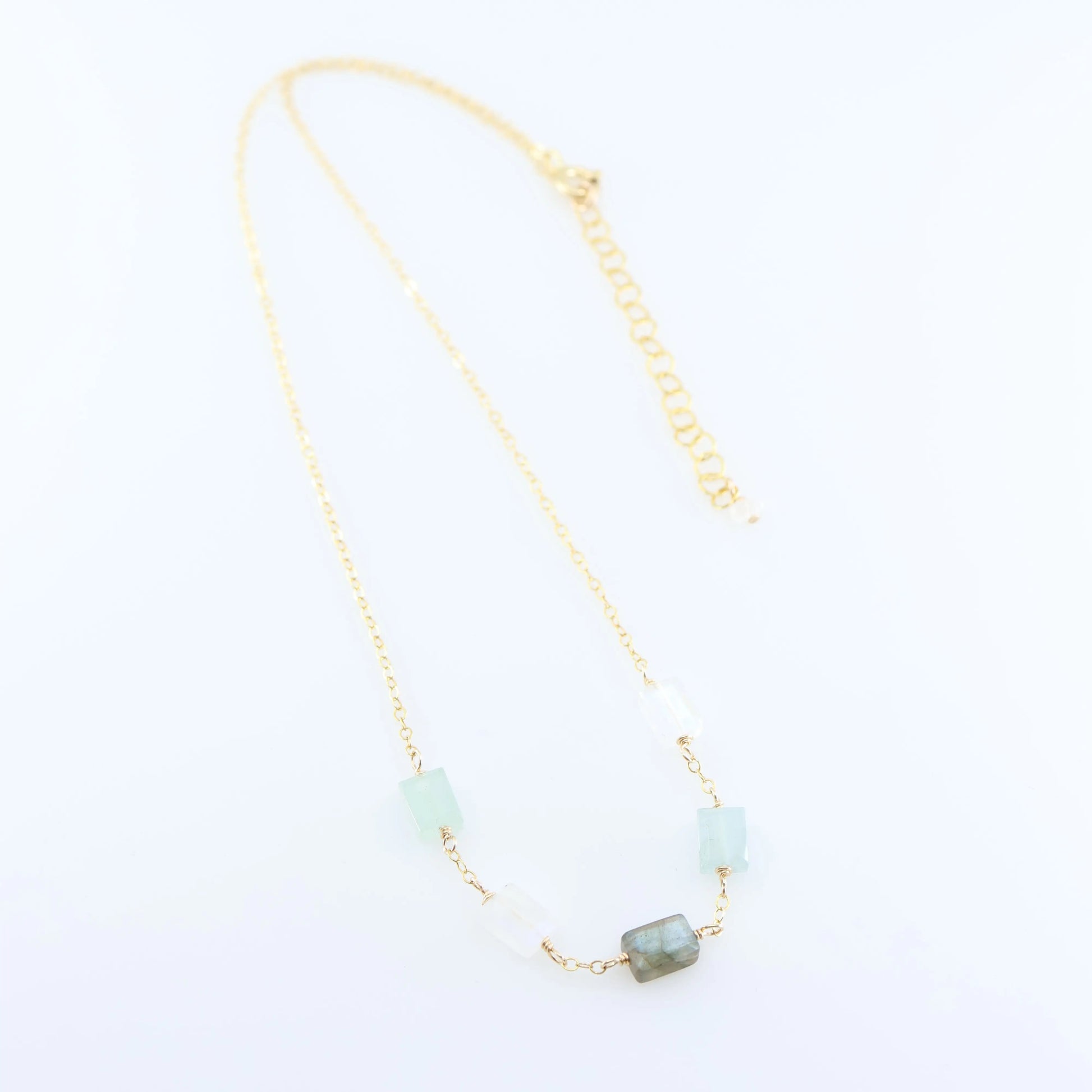 5 Drop Rectangle Mixed Gemstone Necklace J.Mills Studio