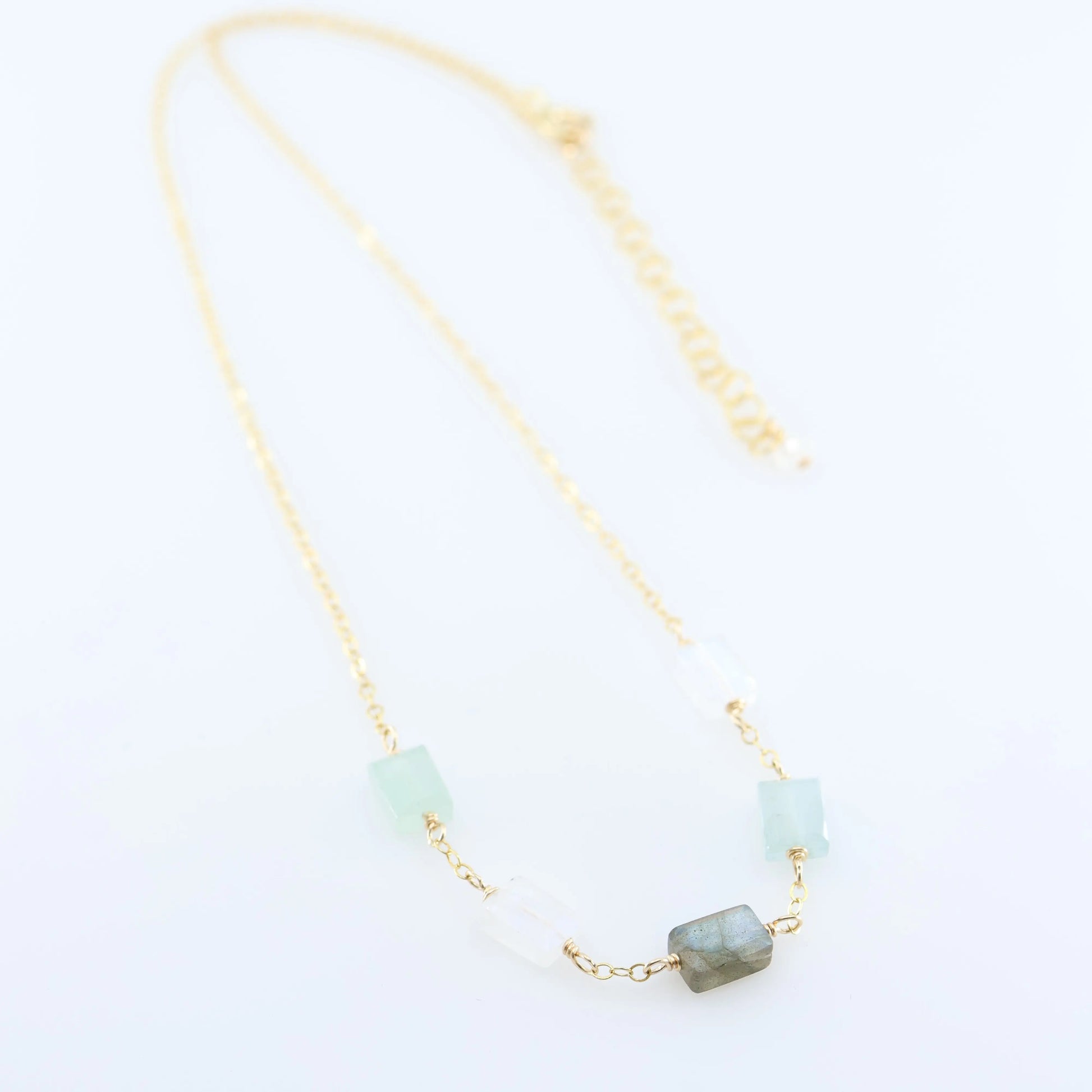5 Drop Rectangle Mixed Gemstone Necklace J.Mills Studio