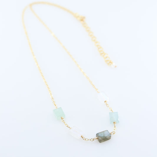 5 Drop Rectangle Mixed Gemstone Necklace J.Mills Studio