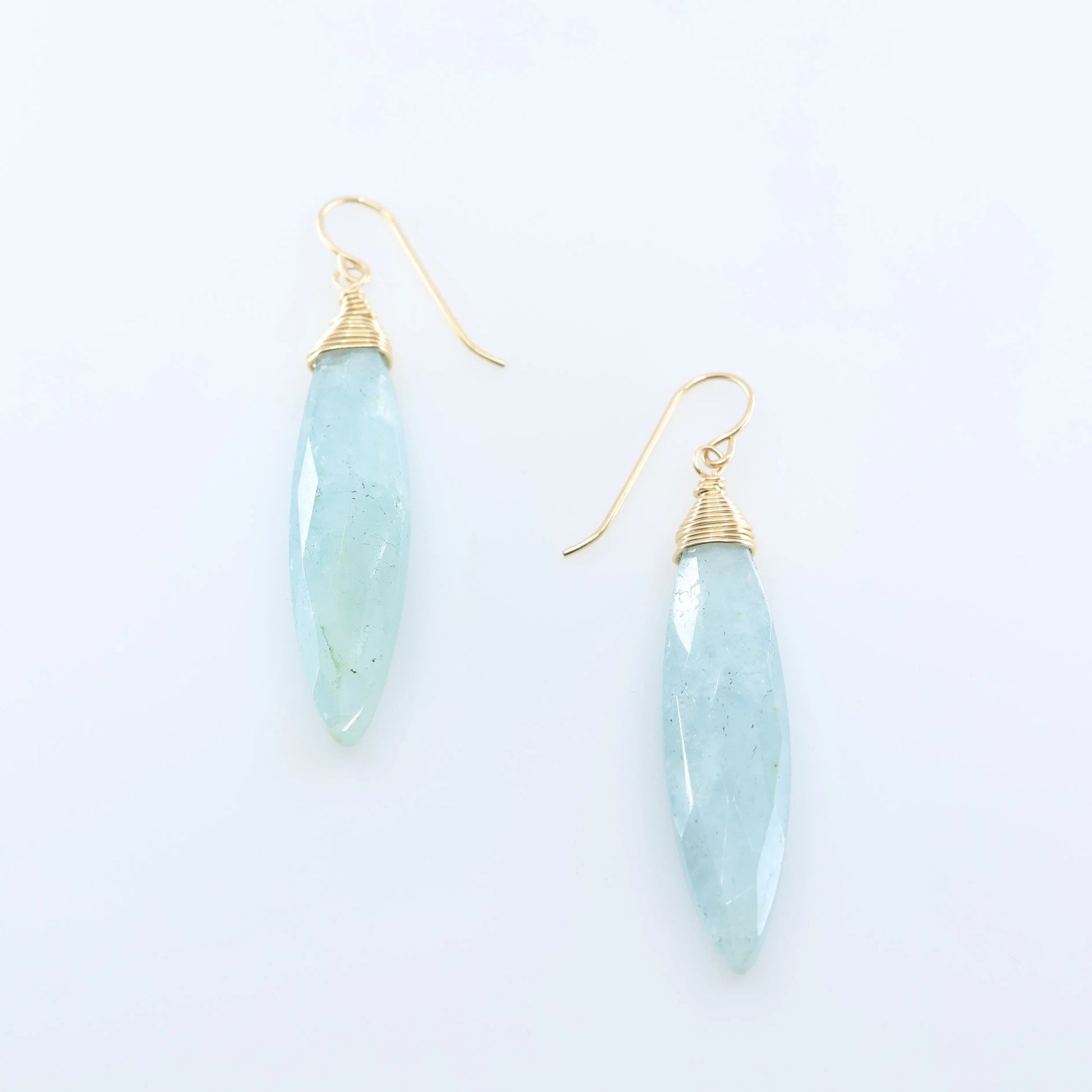 Milky Aquamarine Marquis Gemstone Earrings J.Mills Studio