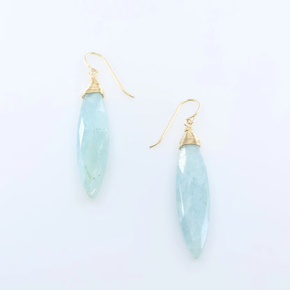 Milky Aquamarine Marquis Gemstone Earrings J.Mills Studio