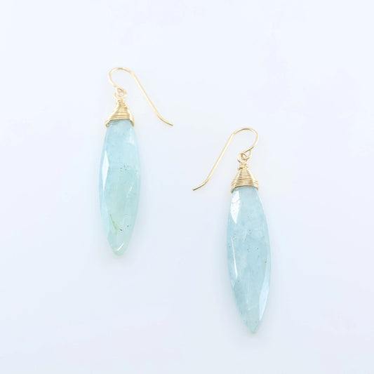 Milky Aquamarine Marquis Gemstone Earrings J.Mills Studio