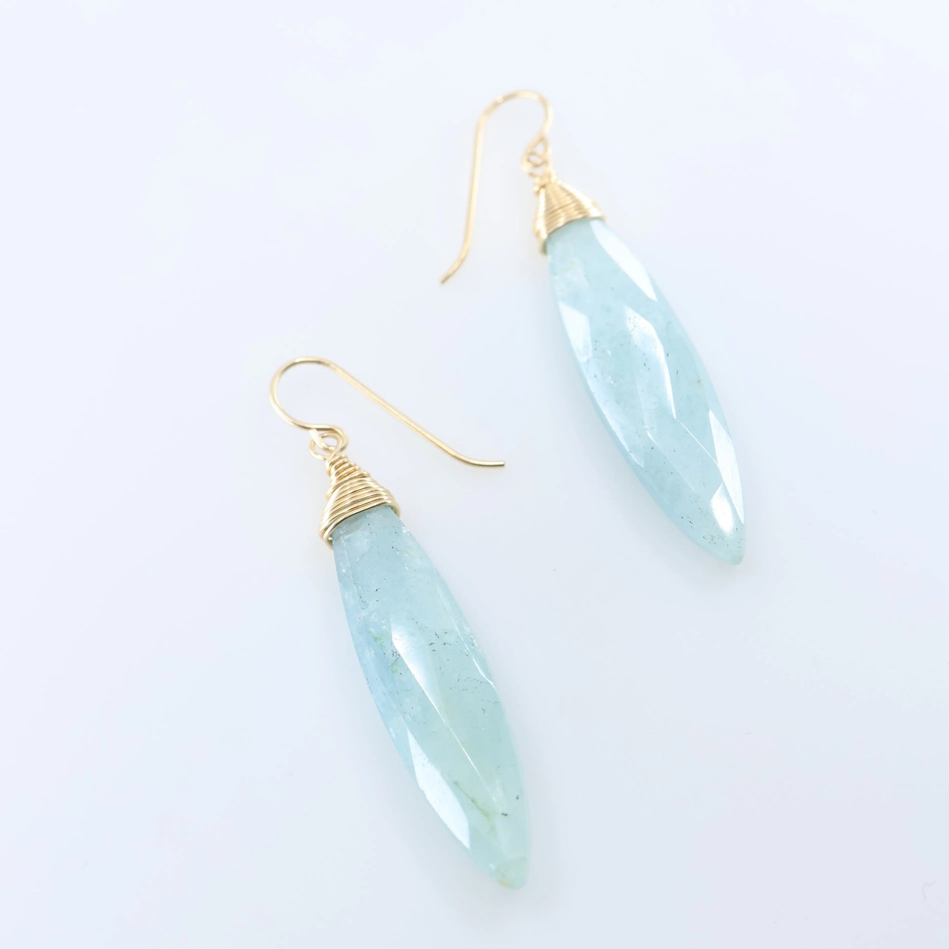 Milky Aquamarine Marquis Gemstone Earrings J.Mills Studio