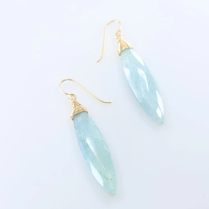 Milky Aquamarine Marquis Gemstone Earrings J.Mills Studio