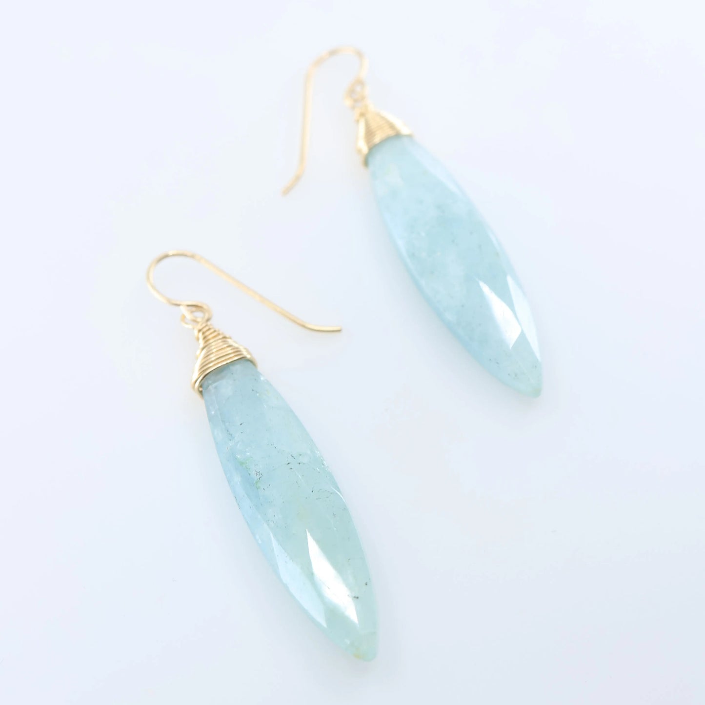 Milky Aquamarine Marquis Gemstone Earrings J.Mills Studio