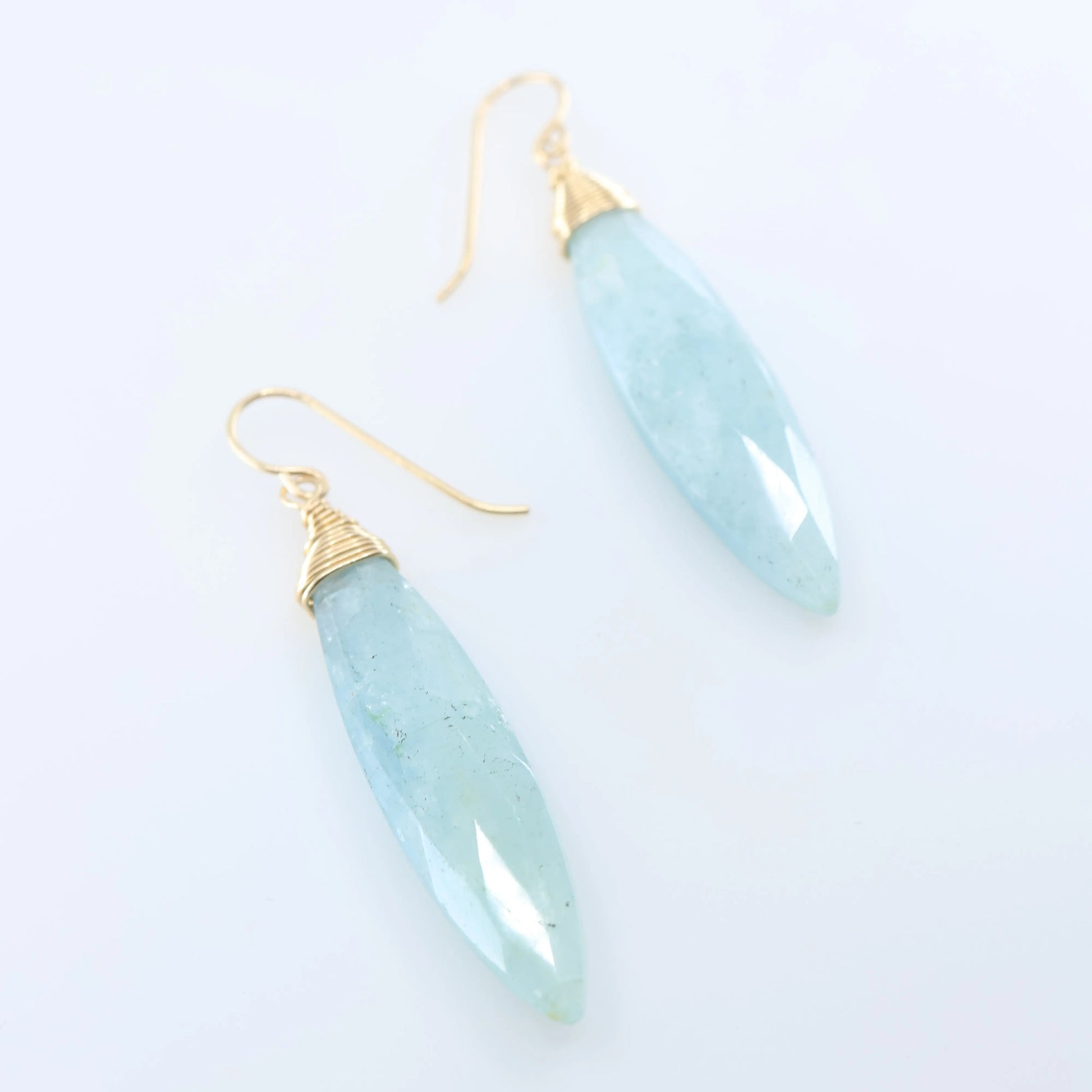 Milky Aquamarine Marquis Gemstone Earrings J.Mills Studio