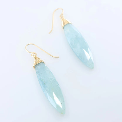 Milky Aquamarine Marquis Gemstone Earrings J.Mills Studio