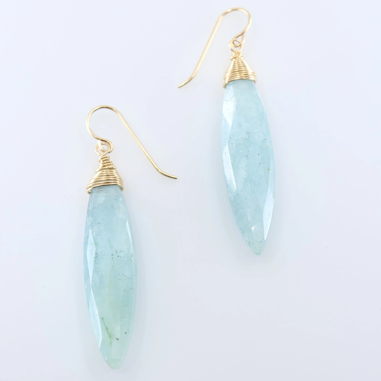 Milky Aquamarine Marquis Gemstone Earrings J.Mills Studio