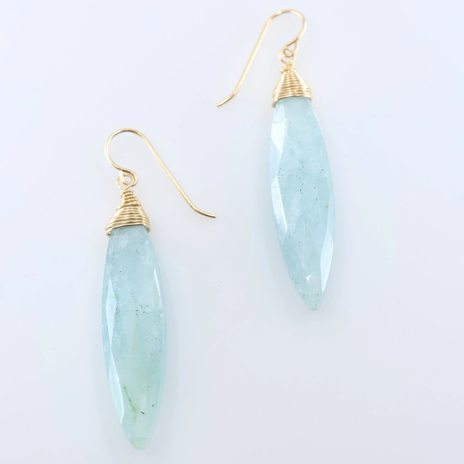 Milky Aquamarine Marquis Gemstone Earrings J.Mills Studio